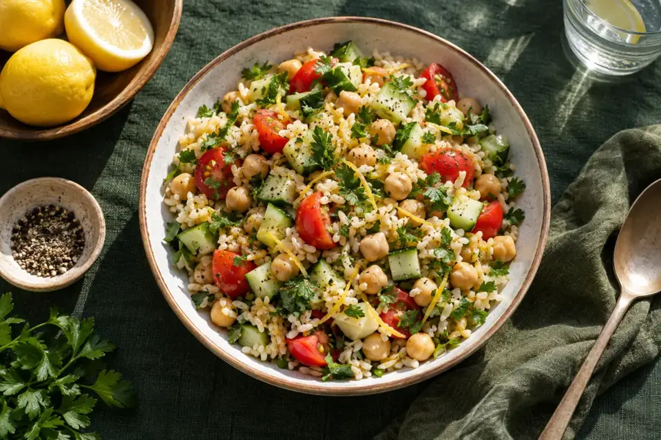 Lemon chickpea rice bowl