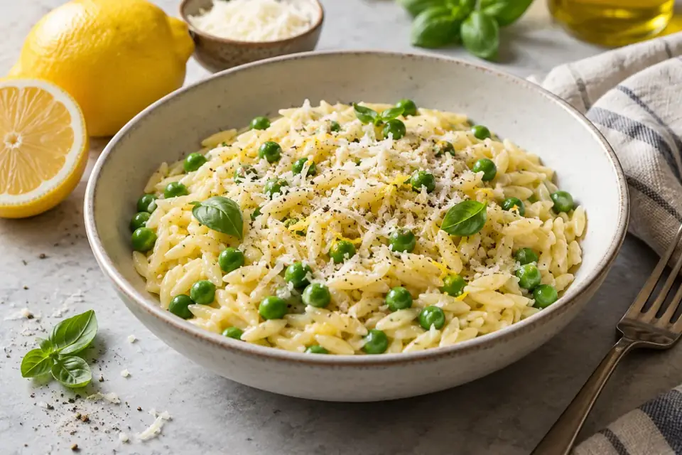Creamy Lemon Orzo with Peas